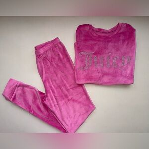 Juicy Couture Pink Velour Kids Pajama Set with Rhinestone Logo